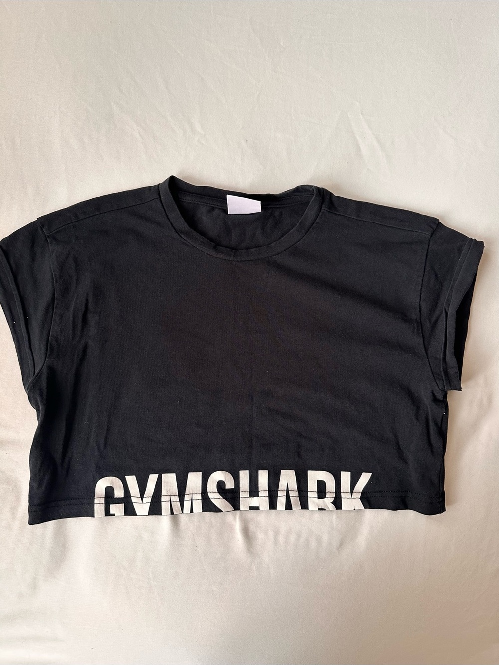Gymshark Black Cropped Tee with White Logo